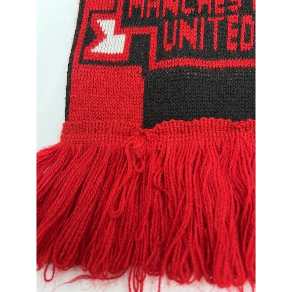 Manchester United Soccer Scarf Pride Of The North Red Knit Fringe Fan
